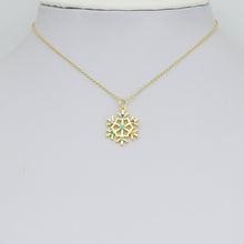 Load image into Gallery viewer, Colorful CZ Gold Silver Snowflake Charm Pendant, Sku#LX971
