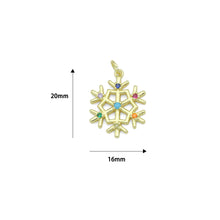 Load image into Gallery viewer, Colorful CZ Gold Silver Snowflake Charm Pendant, Sku#LX971