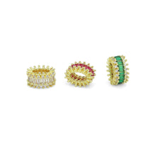 Load image into Gallery viewer, Clear Pink Green CZ Oval Shape Spacer Tube Beads, Charm Pendant for Necklace, Sku#LX973