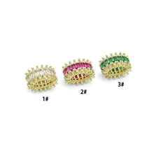 Load image into Gallery viewer, Clear Pink Green CZ Oval Shape Spacer Tube Beads, Charm Pendant for Necklace, Sku#LX973