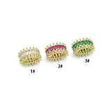 Clear Pink Green CZ Oval Shape Spacer Tube Beads, Charm Pendant for Necklace, Sku#LX973