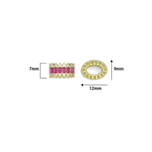 Load image into Gallery viewer, Clear Pink Green CZ Oval Shape Spacer Tube Beads, Charm Pendant for Necklace, Sku#LX973