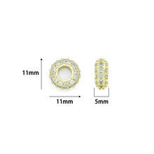 Load image into Gallery viewer, Clear CZ Gold Large Hole Round Spacer Beads Charm Pendant, Sku#LX975
