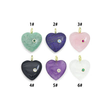 Load image into Gallery viewer, Natural Gemstone Heart Stone Pendant with CZ, Sku#LY33