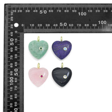 Load image into Gallery viewer, Natural Gemstone Heart Stone Pendant with CZ, Sku#LY33