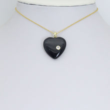 Load image into Gallery viewer, Natural Gemstone Heart Stone Pendant with CZ, Sku#LY33