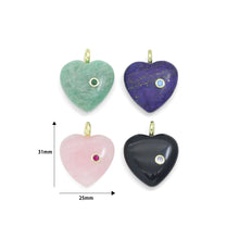 Load image into Gallery viewer, Natural Gemstone Heart Stone Pendant with CZ, Sku#LY33