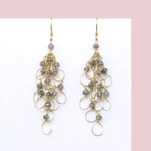Load image into Gallery viewer, Labradorite Silver Chain Loop Earrings