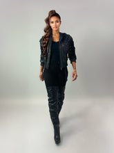 Load image into Gallery viewer, Lace Up Leather Bomber Jacket