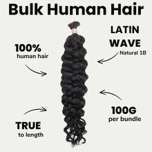 Load image into Gallery viewer, Latin Wave Bulk 100% Human Braiding Hair