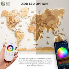 Load image into Gallery viewer, 3D LED Wooden World Map 3.0 Gold