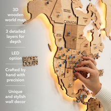 Load image into Gallery viewer, 3D LED Wooden World Map 3.0 Gold