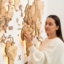 Load image into Gallery viewer, 3D LED Wooden World Map 3.0 Gold