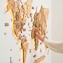 Load image into Gallery viewer, 3D LED Wooden World Map 3.0 Gold