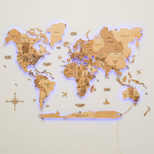 Load image into Gallery viewer, 3D LED Wooden World Map 3.0 Gold