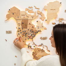 Load image into Gallery viewer, 3D LED Wooden World Map 3.0 Gold
