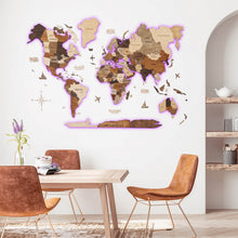 Load image into Gallery viewer, 3D LED Wooden World Map 3.0 Multicolor