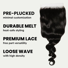 Load image into Gallery viewer, Loose Wave 6x6 HD Lace Human Hair Closure