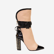 Load image into Gallery viewer, The Lucca Nude &amp; Black Leather Mid Calf High Heel Women Boot Limited Edition