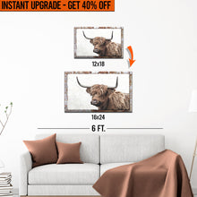 Load image into Gallery viewer, Upgrade Your 12x18 Inches 'Highland Cow Reading Newspaper' Canvas To 16x24 Inches Wall Decor