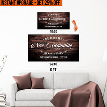 Load image into Gallery viewer, Upgrade Your 20x10 Inches 'New Home Sign' (Style 1) Canvas To 48x24 Inches