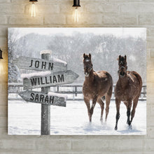 Load image into Gallery viewer, Snow Horses Vintage Name Sign