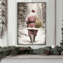 Load image into Gallery viewer, Vintage Santa Claus in Winter Forest Christmas Wall Art III