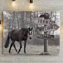 Load image into Gallery viewer, Snow Horses Vintage Name Sign