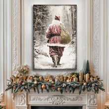 Load image into Gallery viewer, Vintage Santa Claus in Winter Forest Christmas Wall Art III