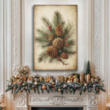 Load image into Gallery viewer, Vintage Winter Pine Cone Christmas Wall Art III