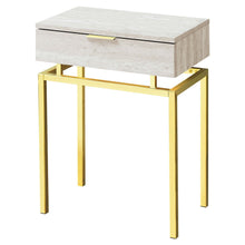 Load image into Gallery viewer, 24in Modern End Table 1 Drawer Nightstand Beige Marble Gold Legs