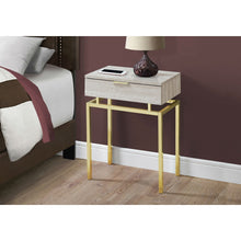 Load image into Gallery viewer, 24in Modern End Table 1 Drawer Nightstand Beige Marble Gold Legs
