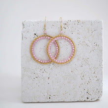 Load image into Gallery viewer, Rose Quartz Halo Earrings
