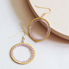 Load image into Gallery viewer, Rose Quartz Halo Earrings