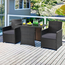 Load image into Gallery viewer, 3-Piece Outdoor Patio Furniture Bistro Dining Set in Brown Grey PE Rattan