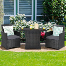 Load image into Gallery viewer, 3-Piece Outdoor Patio Furniture Bistro Dining Set in Brown Grey PE Rattan