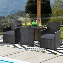 Load image into Gallery viewer, 3-Piece Outdoor Patio Furniture Bistro Dining Set in Brown Grey PE Rattan
