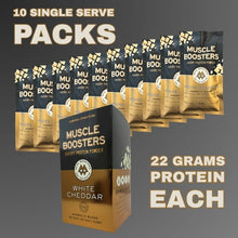 Load image into Gallery viewer, Muscle Boosters White Cheddar Box - Organic Grass-Fed Whey Protein Isolate (10 Single Serve Packs)