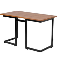Load image into Gallery viewer, Modern Black Metal Frame Computer Desk with Cherry Wood Finish Top