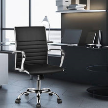Load image into Gallery viewer, Black Faux Leather High Back Modern Classic Office Chair with Armrests