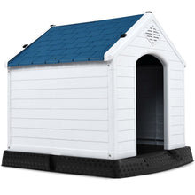 Load image into Gallery viewer, Medium size Dog House Outdoor White Blue Plastic with Elevated Floor