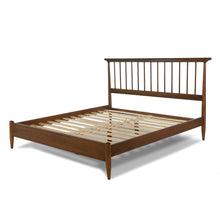 Load image into Gallery viewer, King Size Hardwood Mid Century Platform Bed Frame with Headboard in Walnut