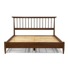 Load image into Gallery viewer, King Size Hardwood Mid Century Platform Bed Frame with Headboard in Walnut