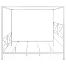 Load image into Gallery viewer, Queen size Modern Industrial Style White Metal Canopy Bed Frame