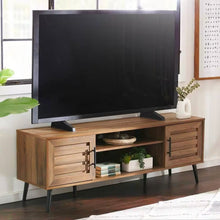Load image into Gallery viewer, Modern Rustic Wood Finish TV Stand with Mid-Century Legs - for TV up to 65-inch