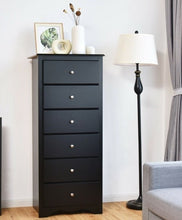 Load image into Gallery viewer, Modern Black 6 Drawer Tall Wood Dresser Chest