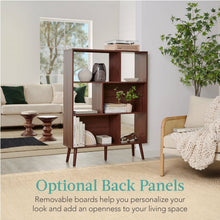 Load image into Gallery viewer, Mid Century Style Bookcase Storage Shelving Unit in Walnut Wood Finish