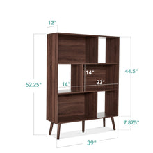 Load image into Gallery viewer, Mid Century Style Bookcase Storage Shelving Unit in Walnut Wood Finish