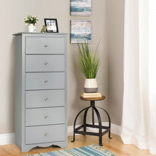Load image into Gallery viewer, Modern Grey 6 Drawer Tall Wood Dresser Chest