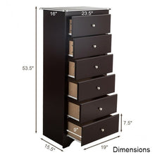 Load image into Gallery viewer, Modern Espresso 6 Drawer Tall Wood Dresser Chest